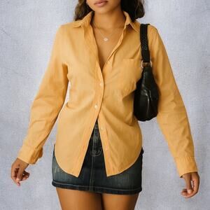 Vintage Y2K Lauren Ralph Lauren Peach Cotton Button Front Shirt Medium